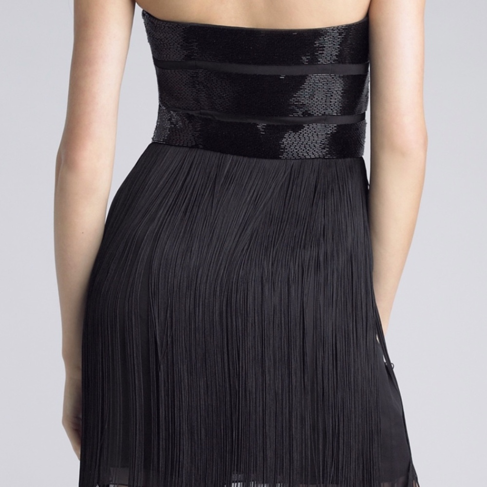 Basix Black Label Black Beaded Dress with Fringe - Picture 2 of 7
